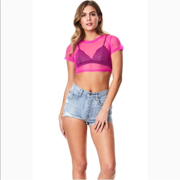 LF Stores emma & sam power mesh crop neon pink - Picture 4 of 8